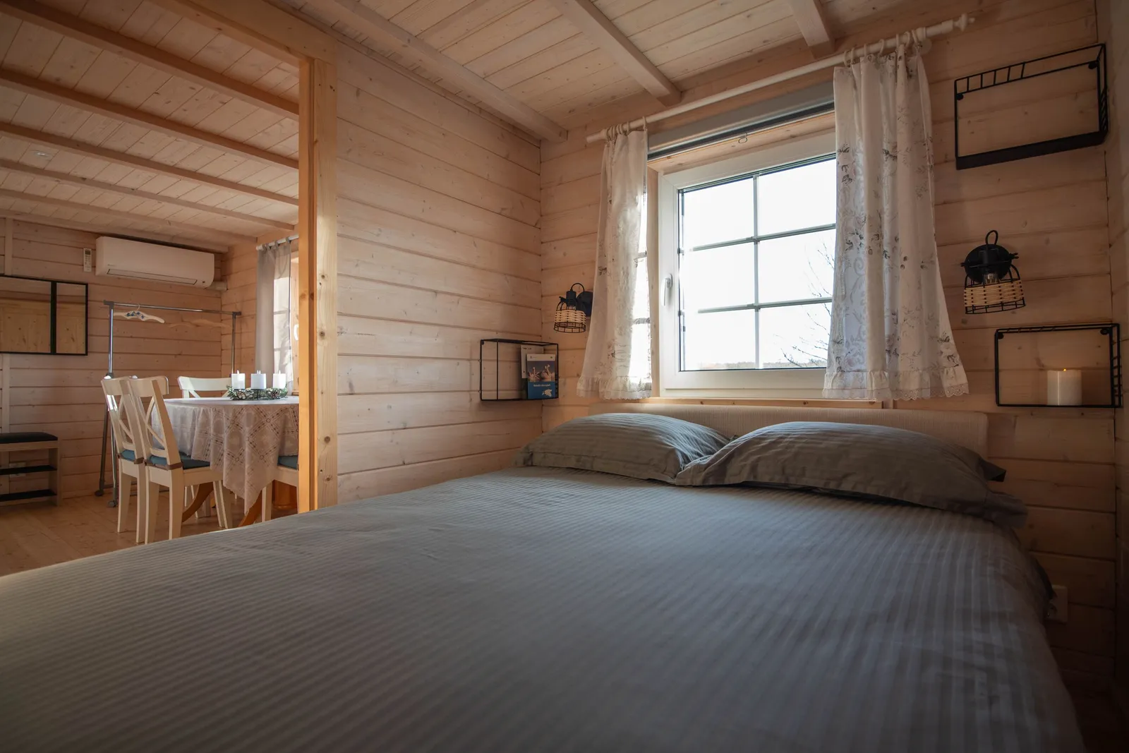 The double bed in the ground-floor bedroom